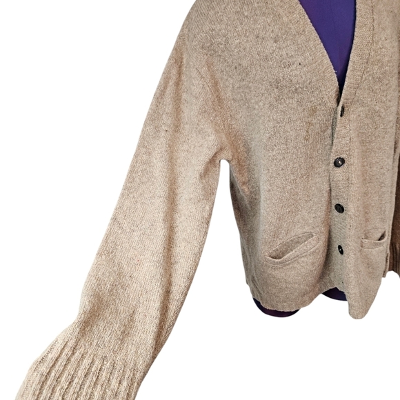 Vintage All Wool Neutral Tan Wool 1/2 Button Cardigan Sweater Size‎ XL Men's R13 - Picture 7 of 11